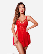 V Neck Strap Mesh Side Slit Nighty