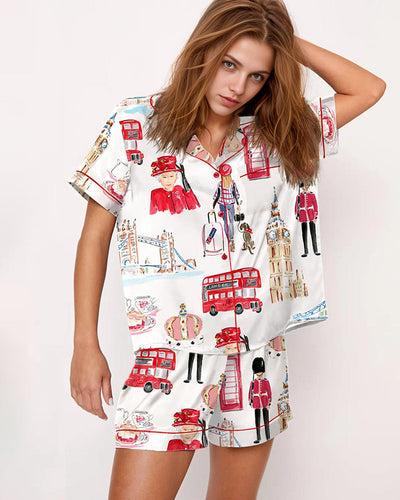 London Travel Watercolor Pajama Set