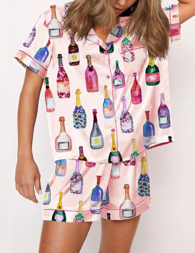 Watercolor Champagne Bottles Pajama Set