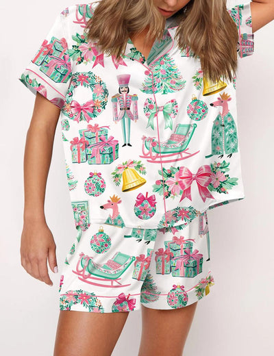 Preppy Christmas Satin Pajama Set