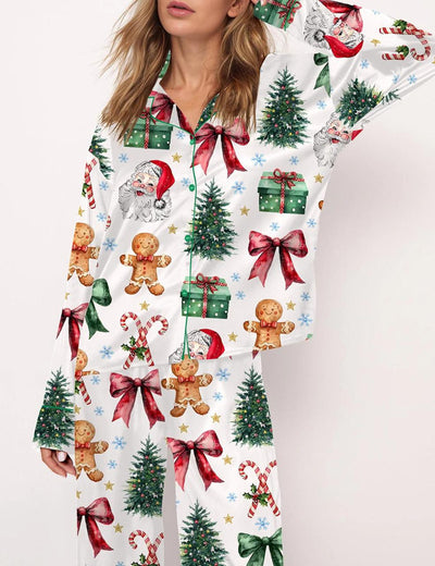 Coquette Christmas Satin Pajama Set