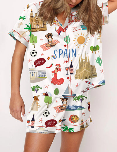 Spain Travel Watercolor Pajama Set