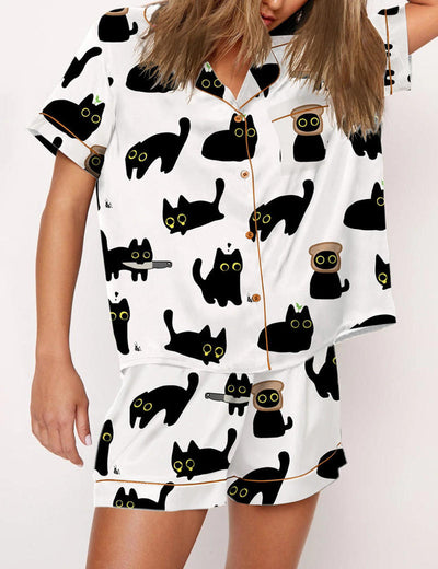 Cute Black Cat Pajama Set